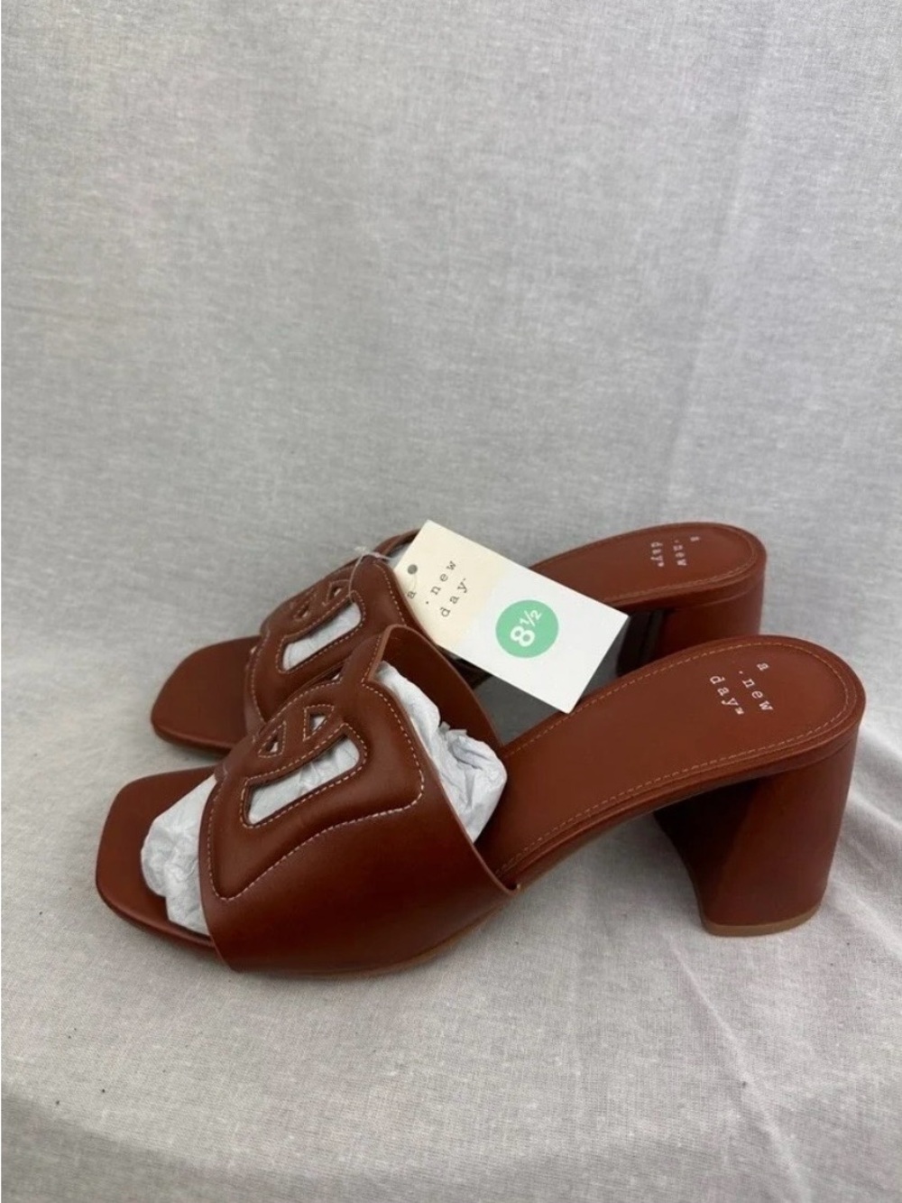 Brown Block Heel Mules 8.5